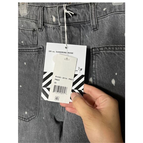 Sandrine Rose Womens Polka Dot Gray Wide Leg Button Fly Buckle‎ Back NWT Size 28 - Picture 4 of 13